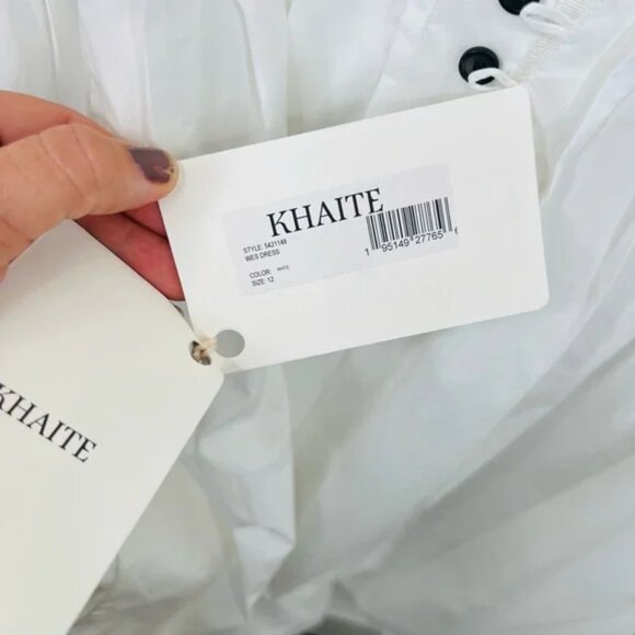 Khaite Women's White Wes Pleated Cotton Poplin Dress Size 12  Sleeveless - Picture 11 of 12